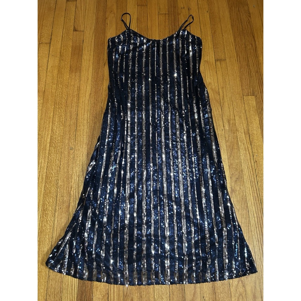 Anthropologie Maeve Sleeveless Sequin Stripe Midi Slip Dress Glam Party Event